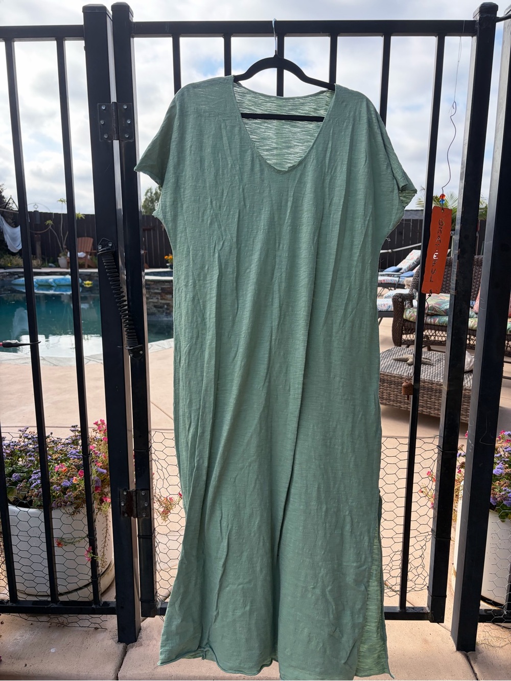 Light Green V-Neck Maxi Dress